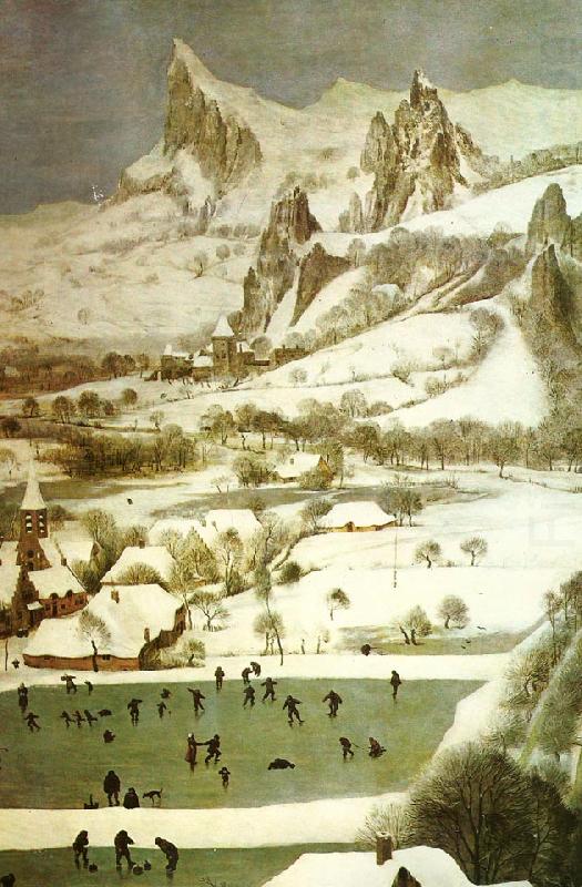 detalj fran jagarna i snon,januari, Pieter Bruegel